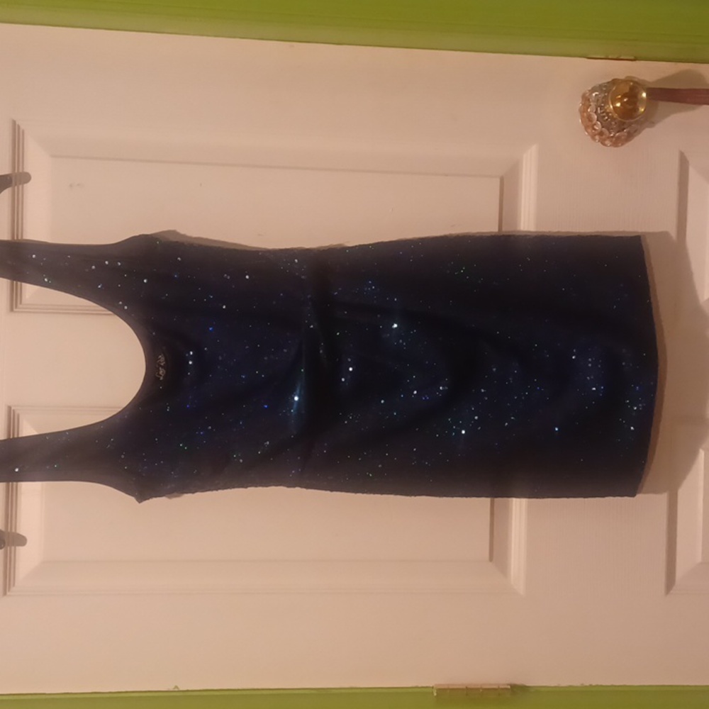 Love Reign blue all over sequin knotted waist mini dress S